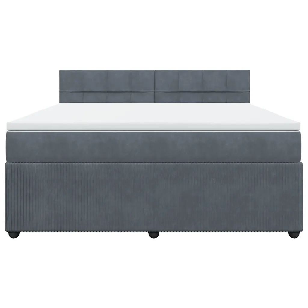 Giroletto a Molle con Materasso Grigio Scuro 180x200 cm Velluto