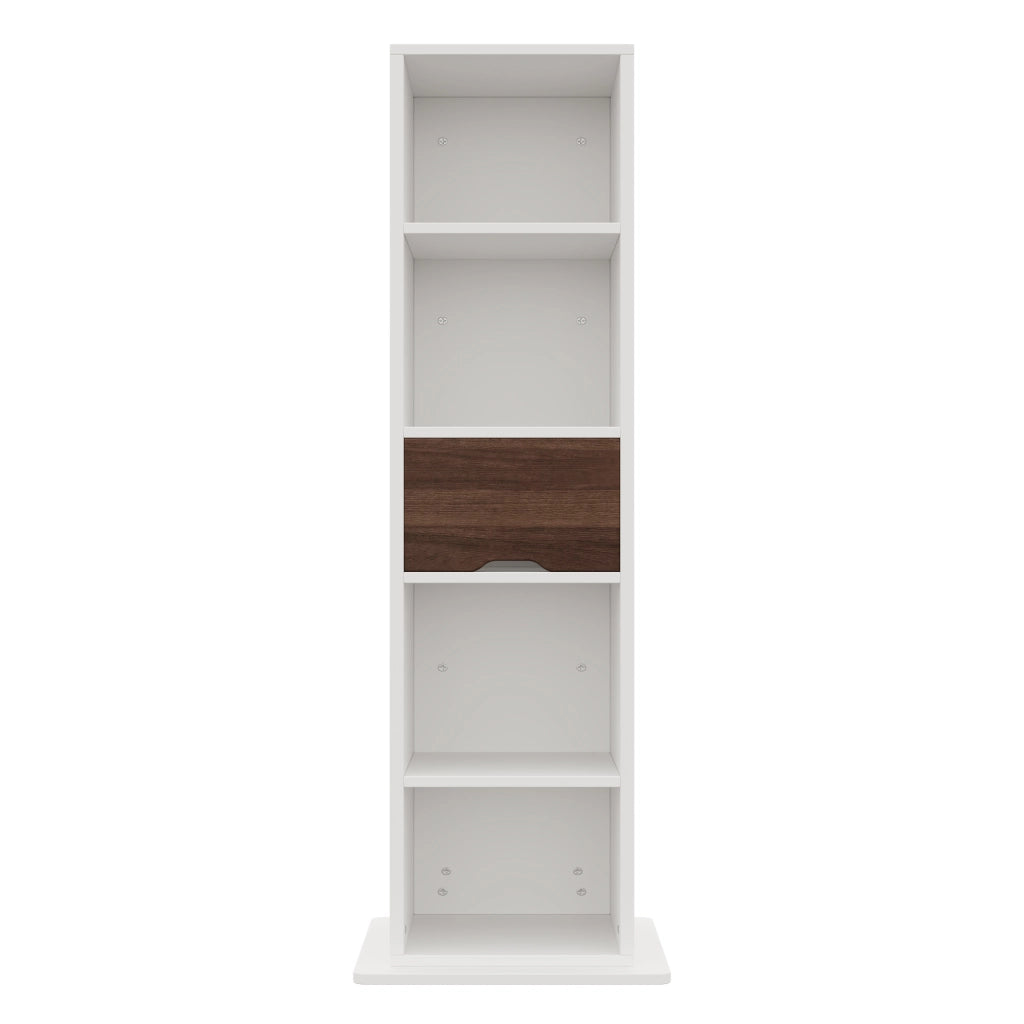 Armadietto a specchio con 4 vani aperti e 1 cassetto, per ingresso e camera da letto, in MDF, bianco, 45 × 45 × 168 cm