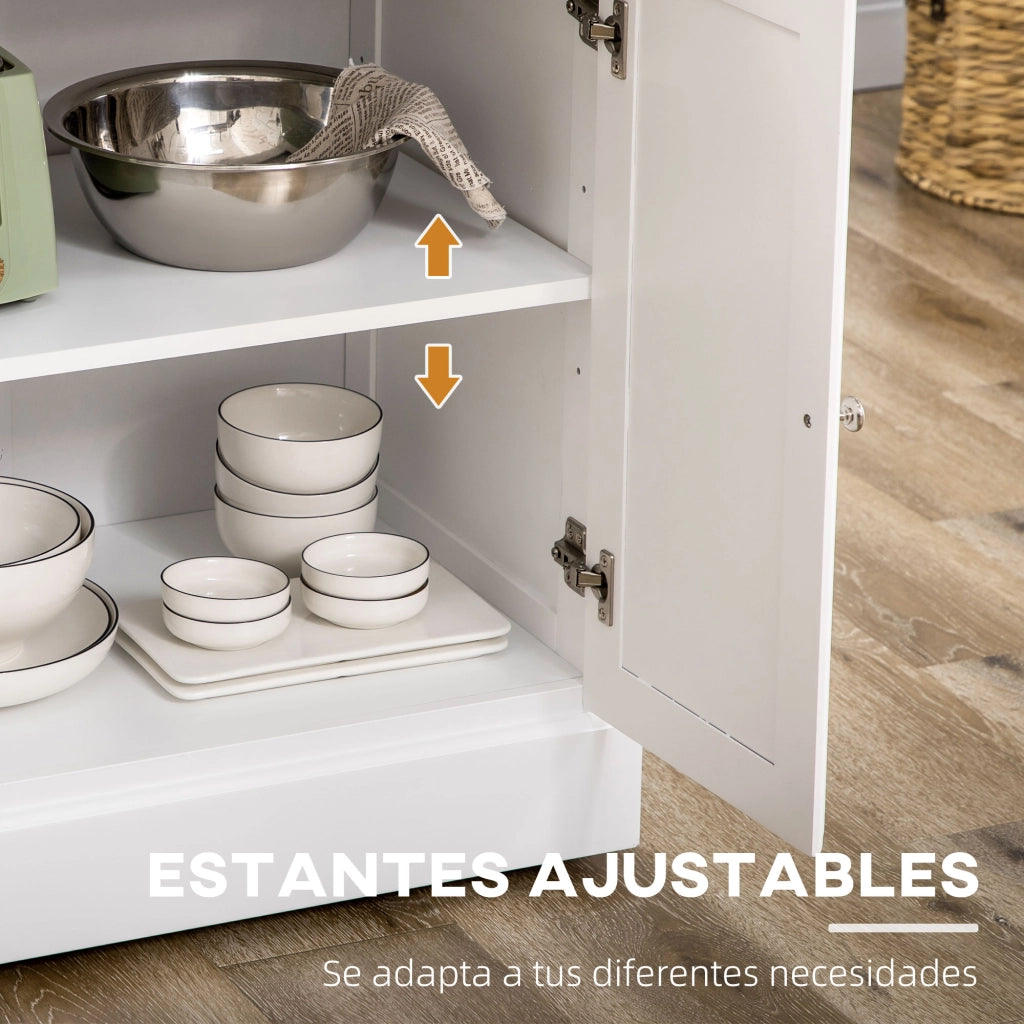 Carrello Cucina con 2 Cassetti e Barra ¨C zephmum ¨C Bianco 110x45x91 cm