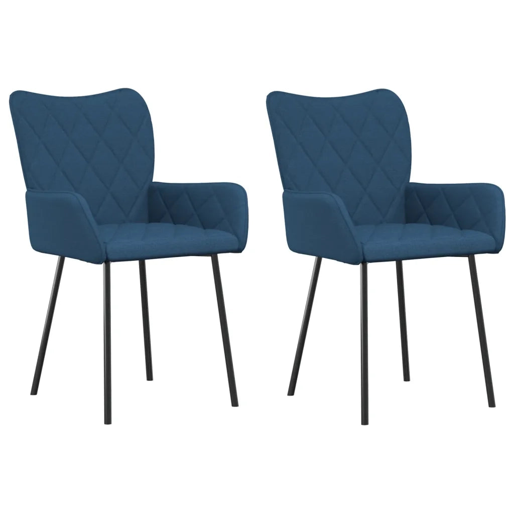 Sedie da Pranzo 2 pz Blu in Tessuto 344843