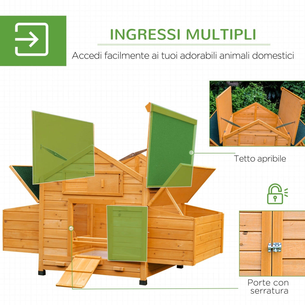 Pollaio Gabbia per Galline Impermeabile da Giardino in Legno 150x100x96.5 cm