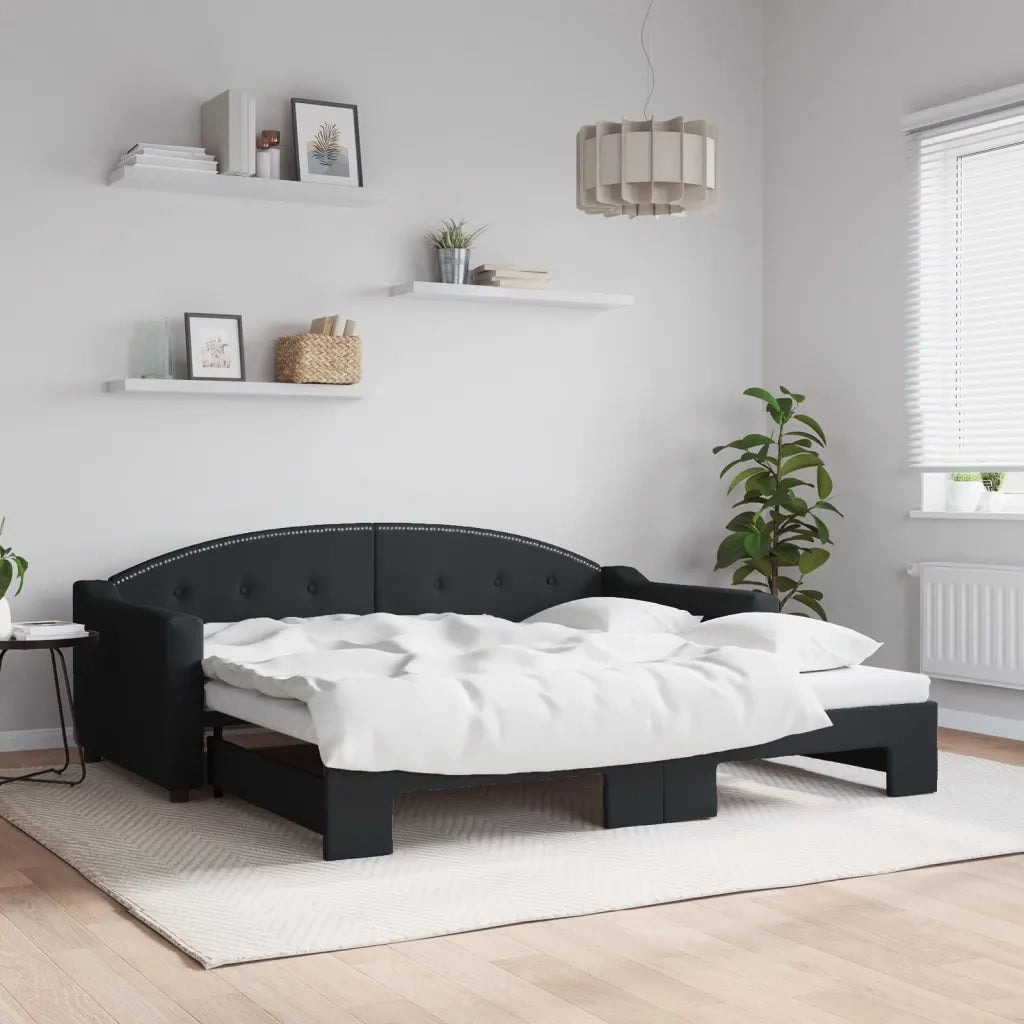 Divano Letto con Letto Estraibile Nero 90x190 cm in Tessuto 3197542
