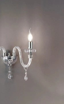 LAMPADARIO DIDO 8 LUCI CRISTALLO E CROMO ATTACCO E14 D.83CM