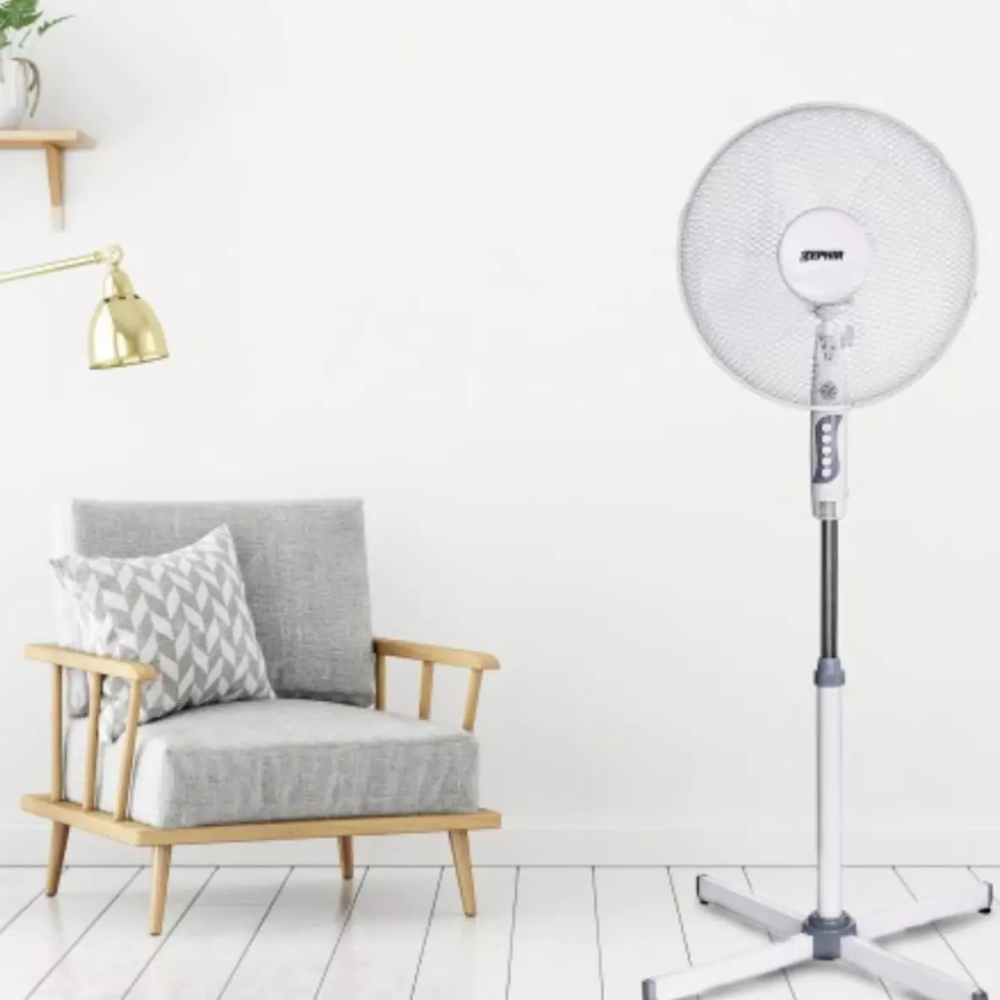 Zephir ventilatore a piantana base a croce timer autospegnimento 45w pala 40 cm