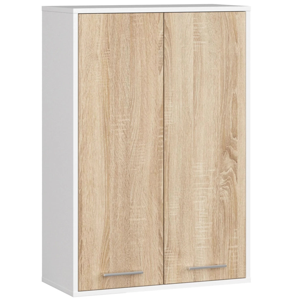 Mobile bagno sospeso AKORD FIN W64 H934 Bianco, Quercia Sonoma 2 ante 64x94x30 cm