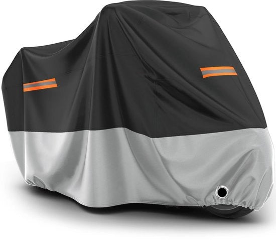 Motorhoes Bicicletta Acquaparato e Stoffa Impermeabile Protezione UV con Fessura per Catena Impermeabile Tessuto Oxford XXL Nero Argento 245cmx105cmx125cm