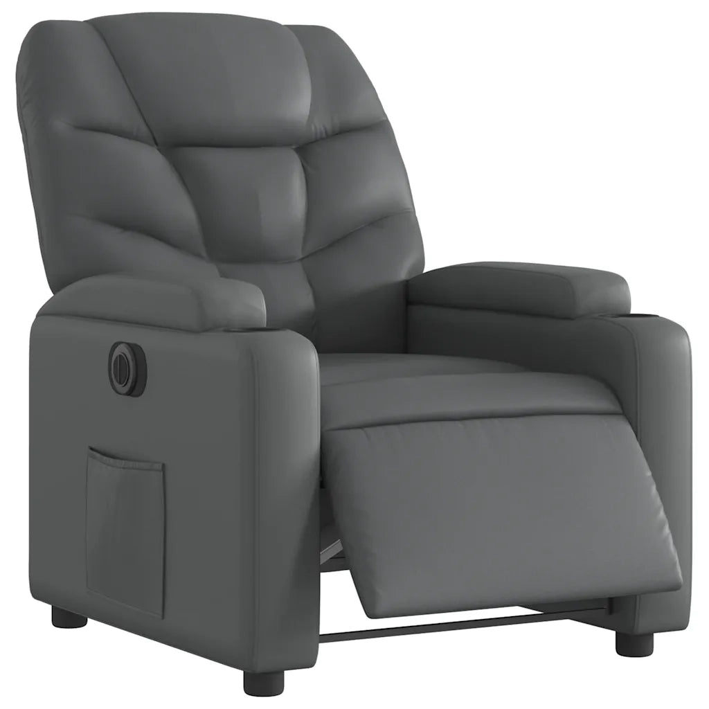 Poltrona Reclinabile Elettrica Grigia in Similpelle 3204647