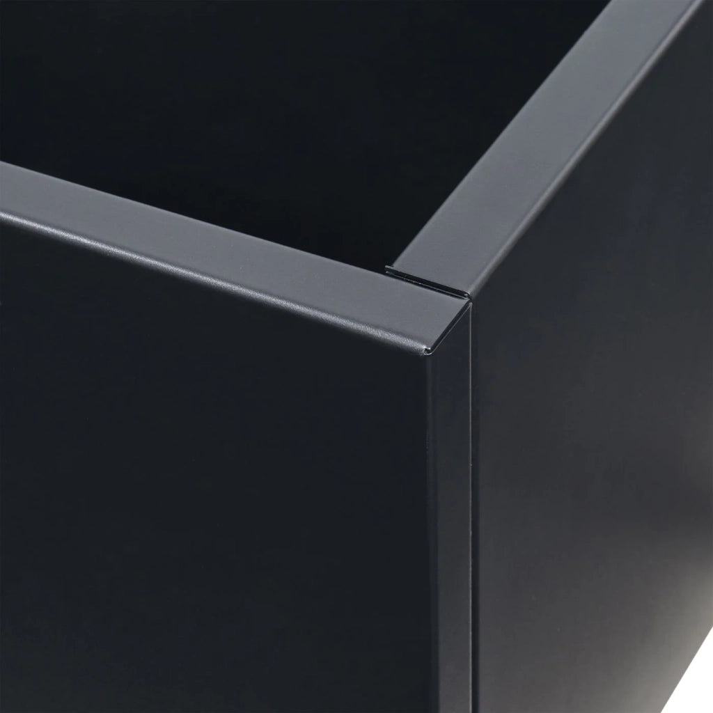 Parete divisoria con fioriera acciaio zincato 190 x 82 x 38 cm nero 03_0009266