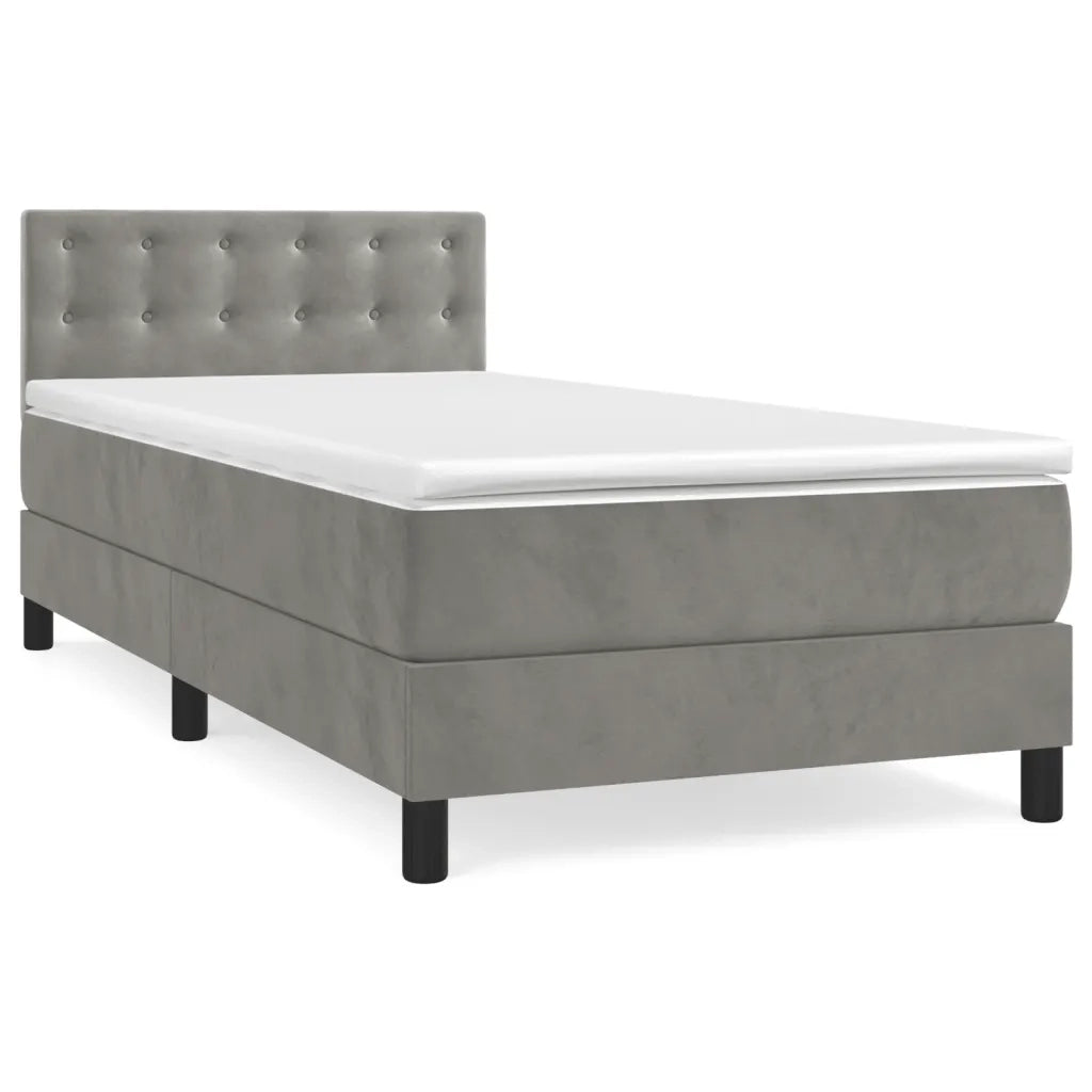 Giroletto a Molle con Materasso Grigio Chiaro 90x190 cm Velluto 3141515
