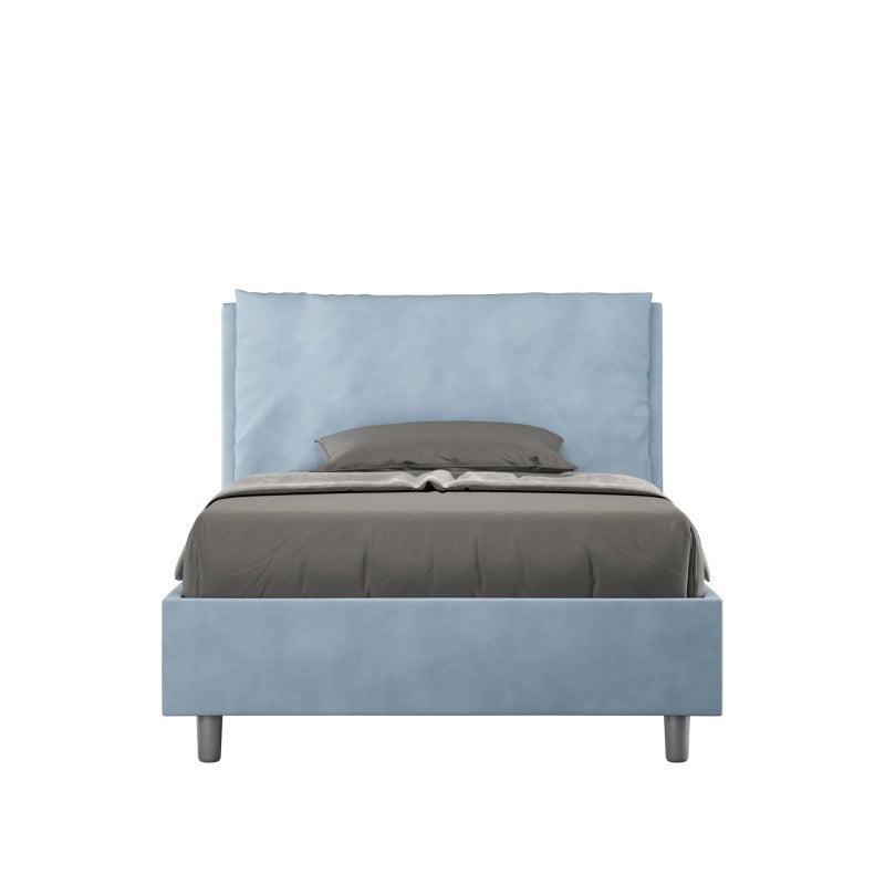 Letto imbottito Piazza e mezzo 110x210 cm Large - Con rete,Microfibra,Azzurro