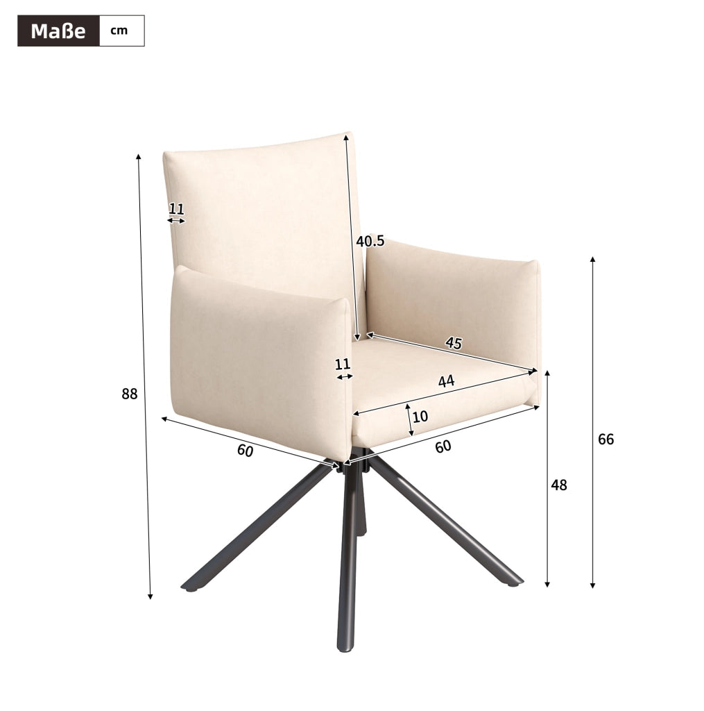 Set di 6 sedie da pranzo girevoli a 360°; ergonomiche; in velluto beige