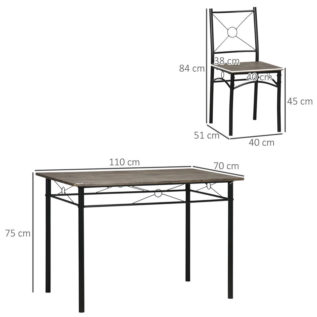 TAVOLO DA PRANZO CON 4 SEDIE COORDINATE MARRONE RUSTICO