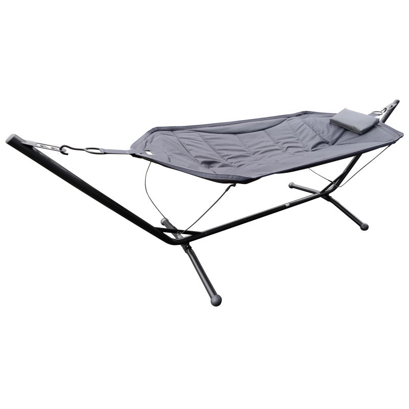 Hamac sur pieds en acier - Coussins gris