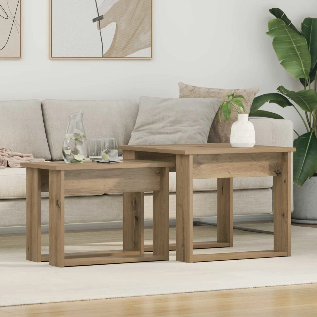 Set di Tavolini da Caffè 2 pcs Rovere artigianale
