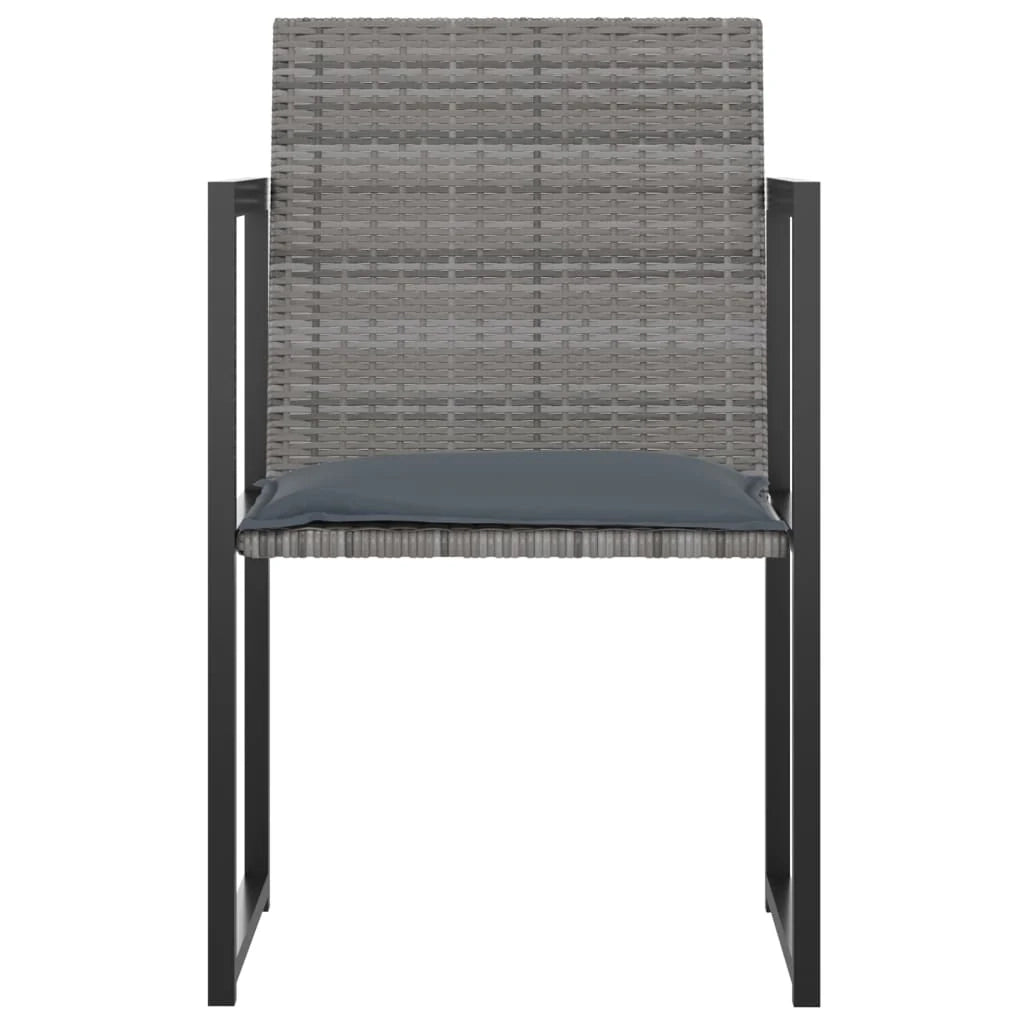 Set da pranzo da giardino 5 pezzi e cuscini in resina intrecciata grigia 02_0014795
