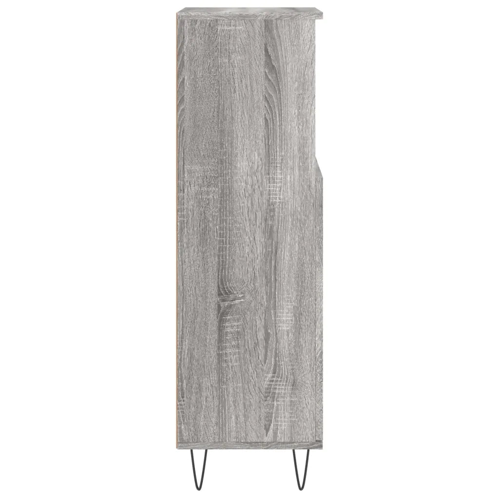 Mobiletto da bagno con 2 scomparti 30 x 30 x 100 cm stile industriale legno composito grigio 02_0049007