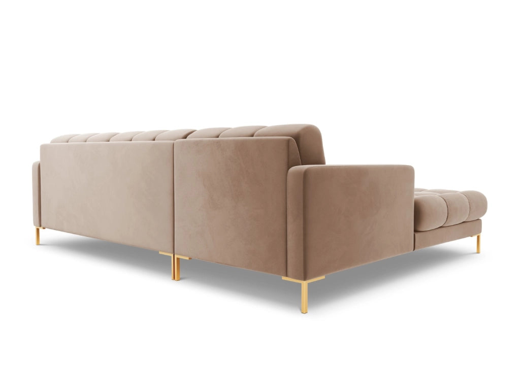 Cosmopolitan Design - Divano angolare sinistro "Bali" 5 posti in velluto beige 