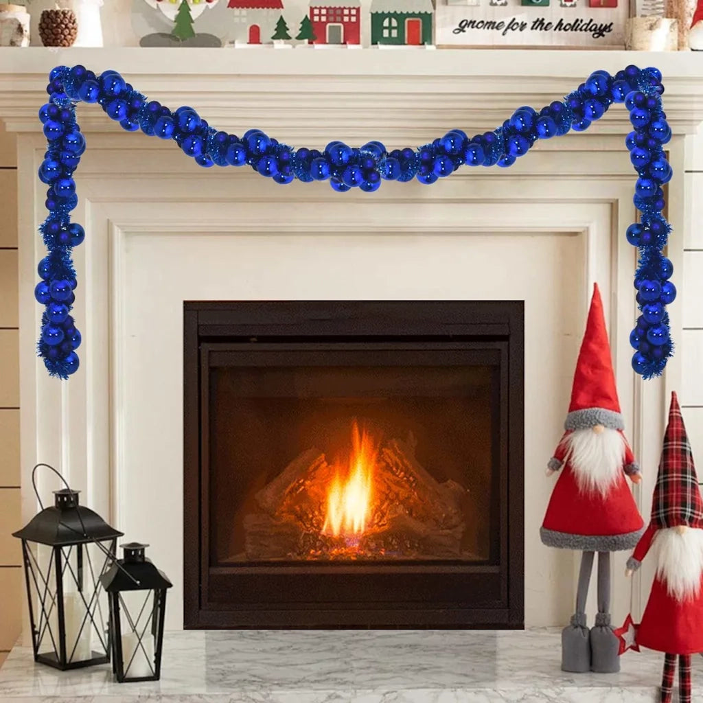 Ghirlanda di Palline di Natale Blu 186 cm Polistirolo