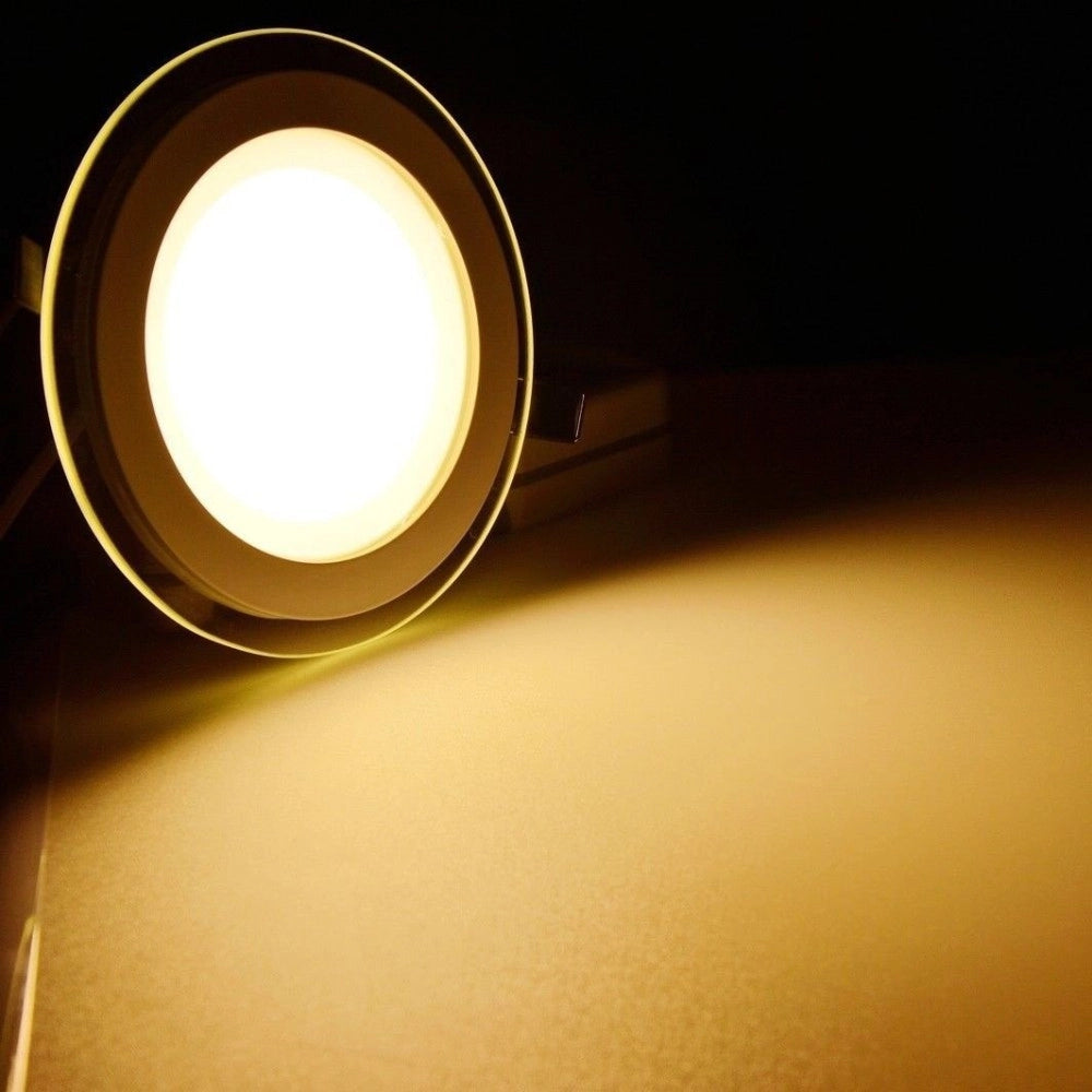 Trade Shop - Faretto Led Tondo Da Incasso Bianco In Vetro Trasparente Da 12w Luce Bianco - -bianco Caldo      -