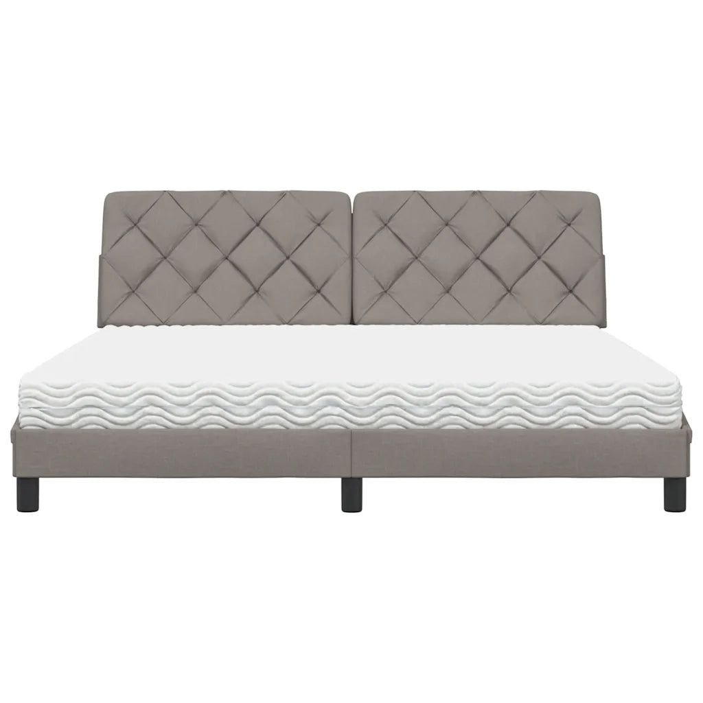Letto con Materasso Tortora 180x200 cm in Tessuto 3310759