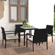 Set da Pranzo da Giardino 5 pz in Polyrattan Nero 3065706