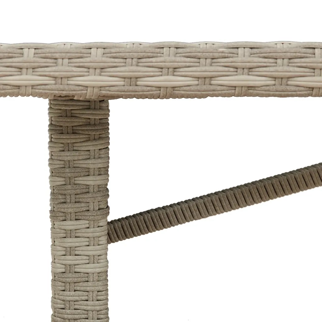 Tavolo da Giardino | Tavolino da esterno Piano in Vetro Grigio 190x80x74cm Polyrattan