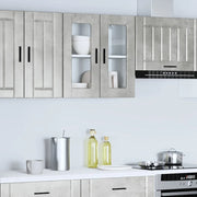 Pensile da Cucina con Porta in Vetro-Mobile Cucina da Parete Porto Grigio Cemento 820776