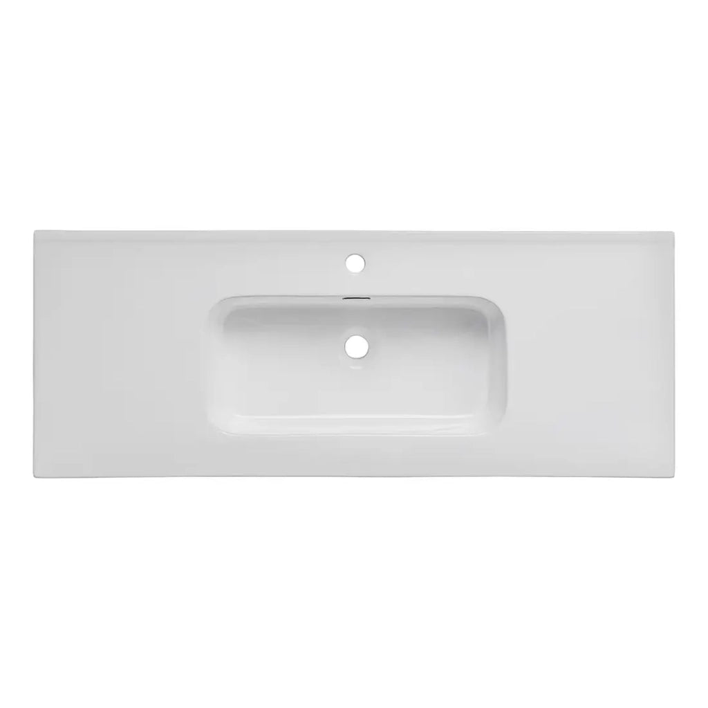 Lavabo incasso ESSEN 120 cm in ceramica bianca lucida