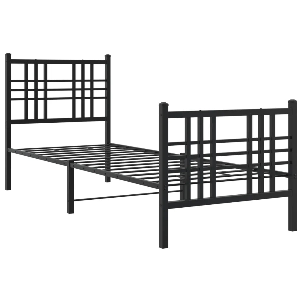 Giroletto con Testiera e Pediera Metallo Nero 75x190 cmcod mxl 116399