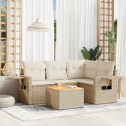 Set Divano da Giardino 5 pz con Cuscini Beige in Polyrattan 3256877