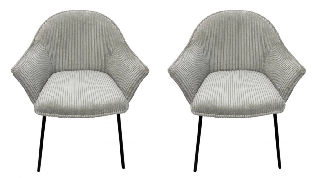 Set 2 Sedie con Braccioli 66x64x83 cm in Poliestere Cassidy Nero-Grigio Chiaro