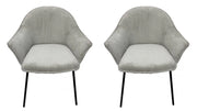 Set 2 Sedie con Braccioli 66x64x83 cm in Poliestere Cassidy Nero-Grigio Chiaro