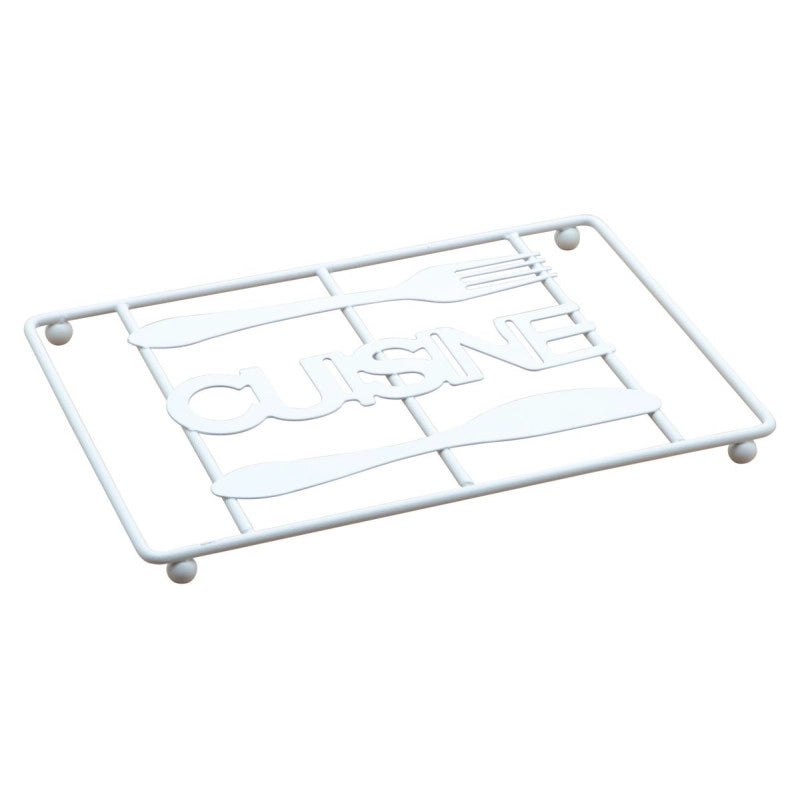 Set di 6 Appoggiapentole Rettangolare Cuisine Bianco 22x15 Cm Filo Metallico