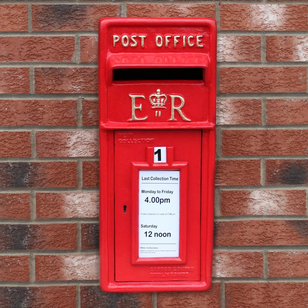 Cassetta Postale per le Lettere in Stile Britannico Inglese in Ghisa da Esterno Bocchetta Lettere Standard UK - Rosso