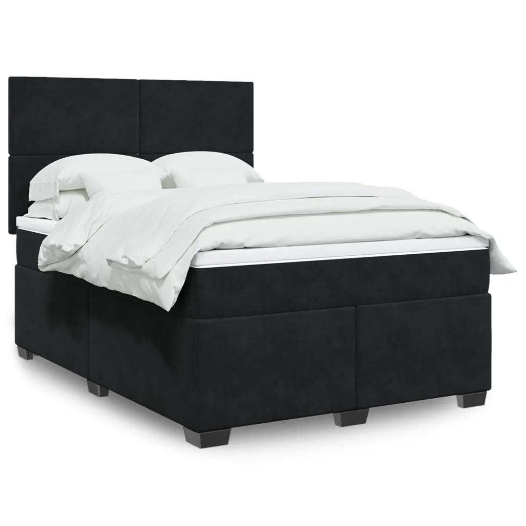 vidaXL Giroletto a Molle con Materasso Nero 160x200 cm in Velluto