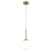 Lampadario Minimal Basic Form Medio In Metallo Oro 1 Luce E Diffusore Bianco