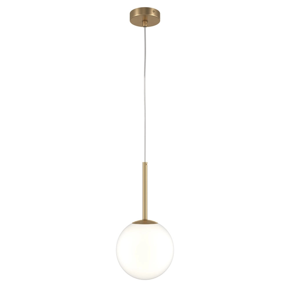 Lampadario Minimal Basic Form Medio In Metallo Oro 1 Luce E Diffusore Bianco