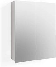 Specchio contenitore bagno Fredd, Bianco lucido, 60 x 77 cm, a parete con due ripiani interni regolabili