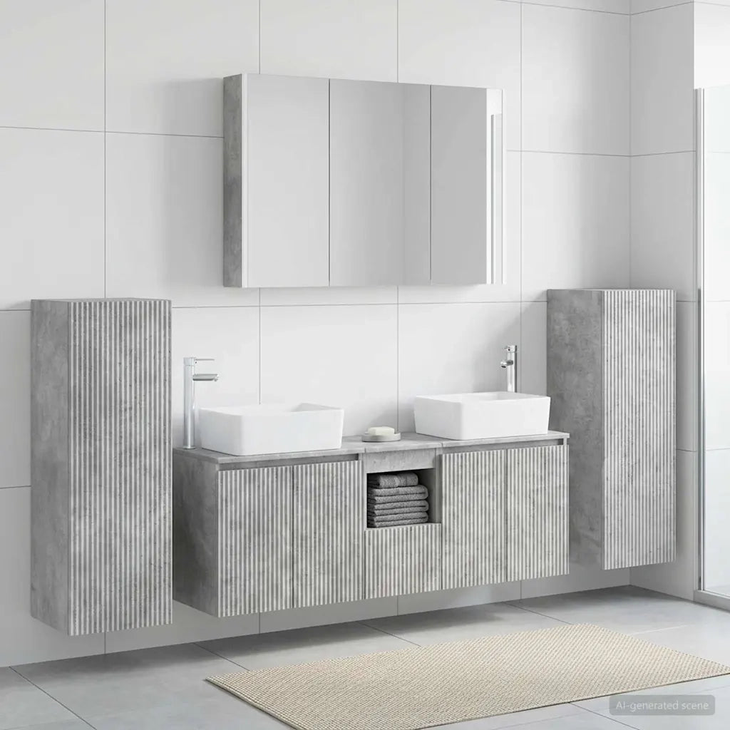 Set di mobili per il bagno 6 pcs Grigio Cemento 3407170