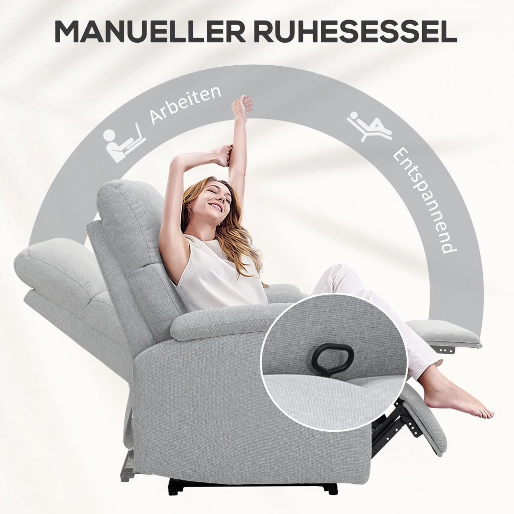 Poltrona reclinabile relax con poggiapiedi e schienale regolabile ¨C zephmum ¨C grigio tessuto