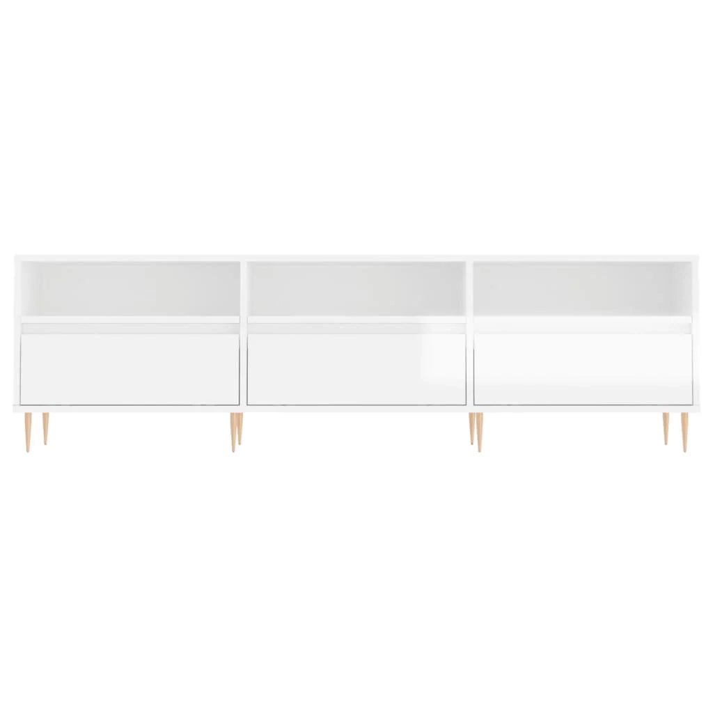 Mobile TV multimediale mensola TV mobile TV sala da pranzo soggiorno camera da letto finitura lucida 150 x 30 x 44,5 cm legno ingegnerizzato bianco 02_0027028
