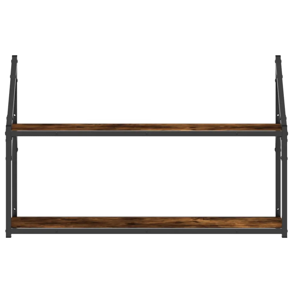 Scaffale a Parete 2 Ripiani Rovere Fumo 80x21x51 cm Multistrato 835466