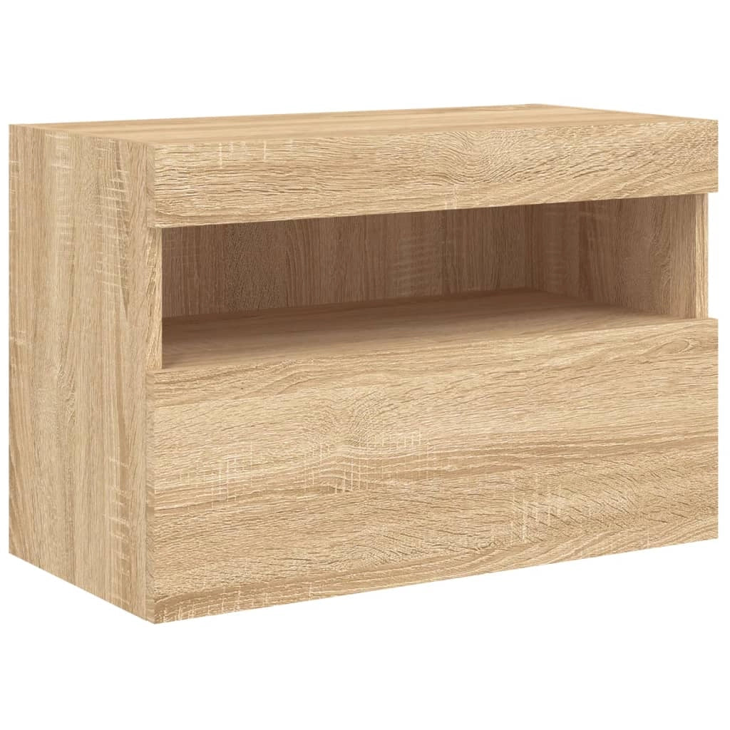 Set di mobili credenza TV soggiorno camera da letto parete soggiorno x 7 pezzi e luci LED rovere sonoma marrone 02_0025373