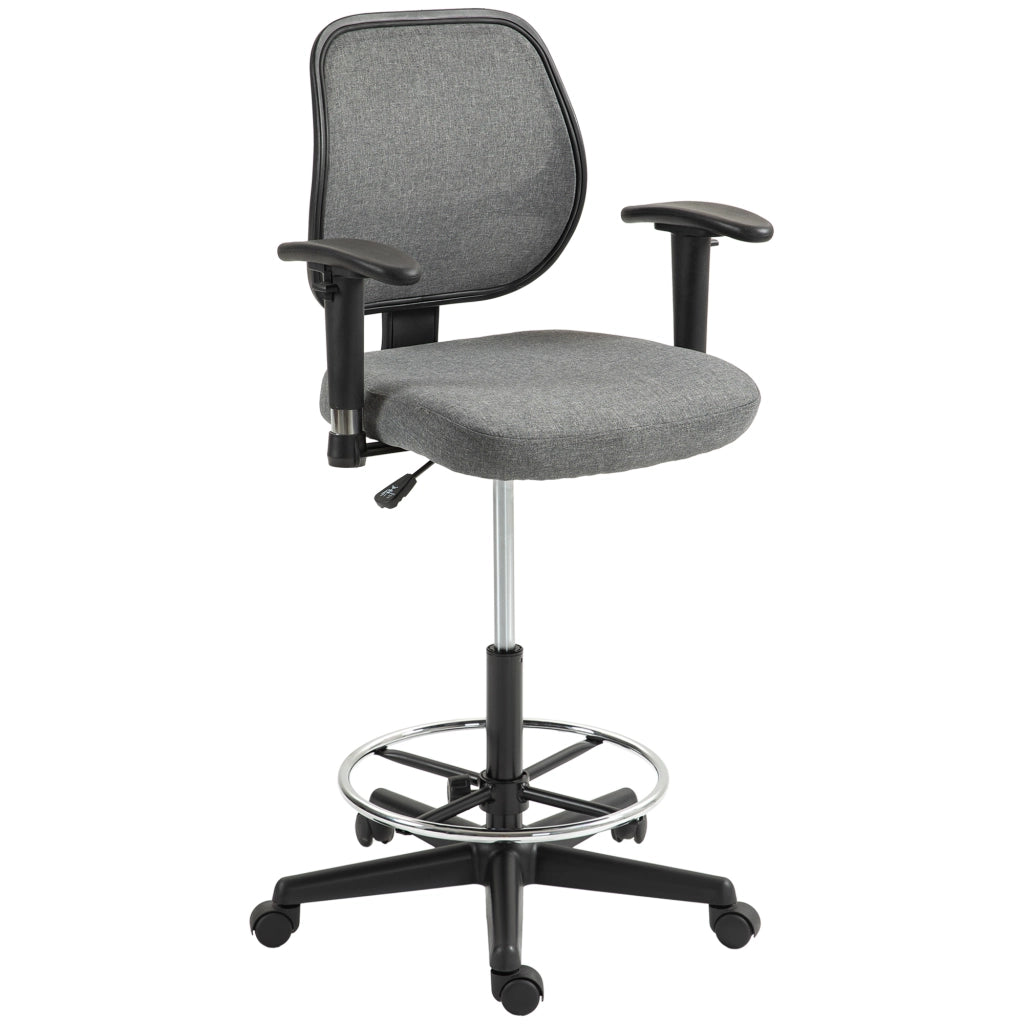 Sedia da ufficio regolabile in altezza con braccioli e ruote ¨C zephmum ¨C grigio 60x57x97-119 cm