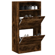 Scarpiera-Scaffale per scarpe Rovere Fumo 60x34x116 cm in Legno Multistrato