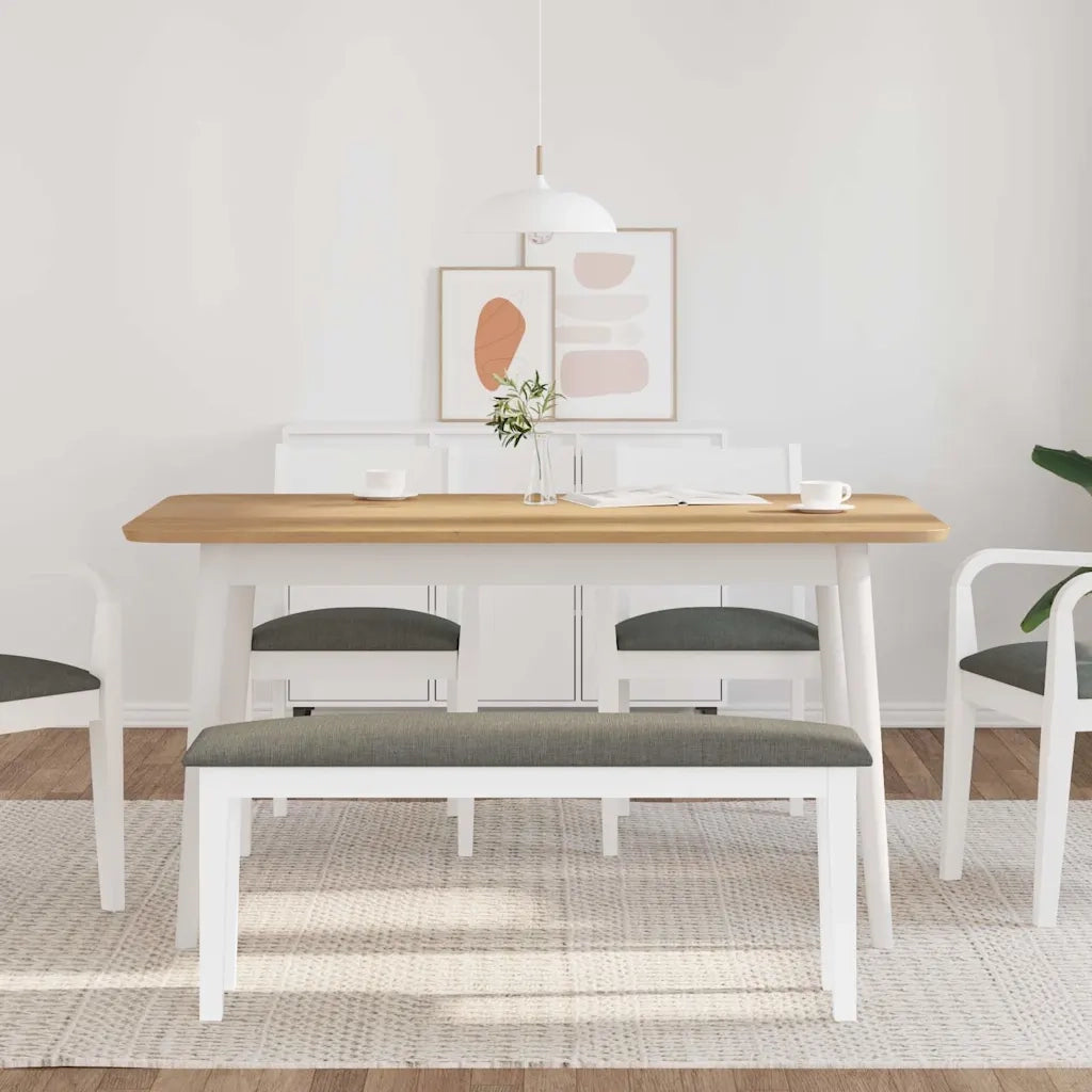 Panca 110 cm Bianco in Legno Massello di Hevea 4102606