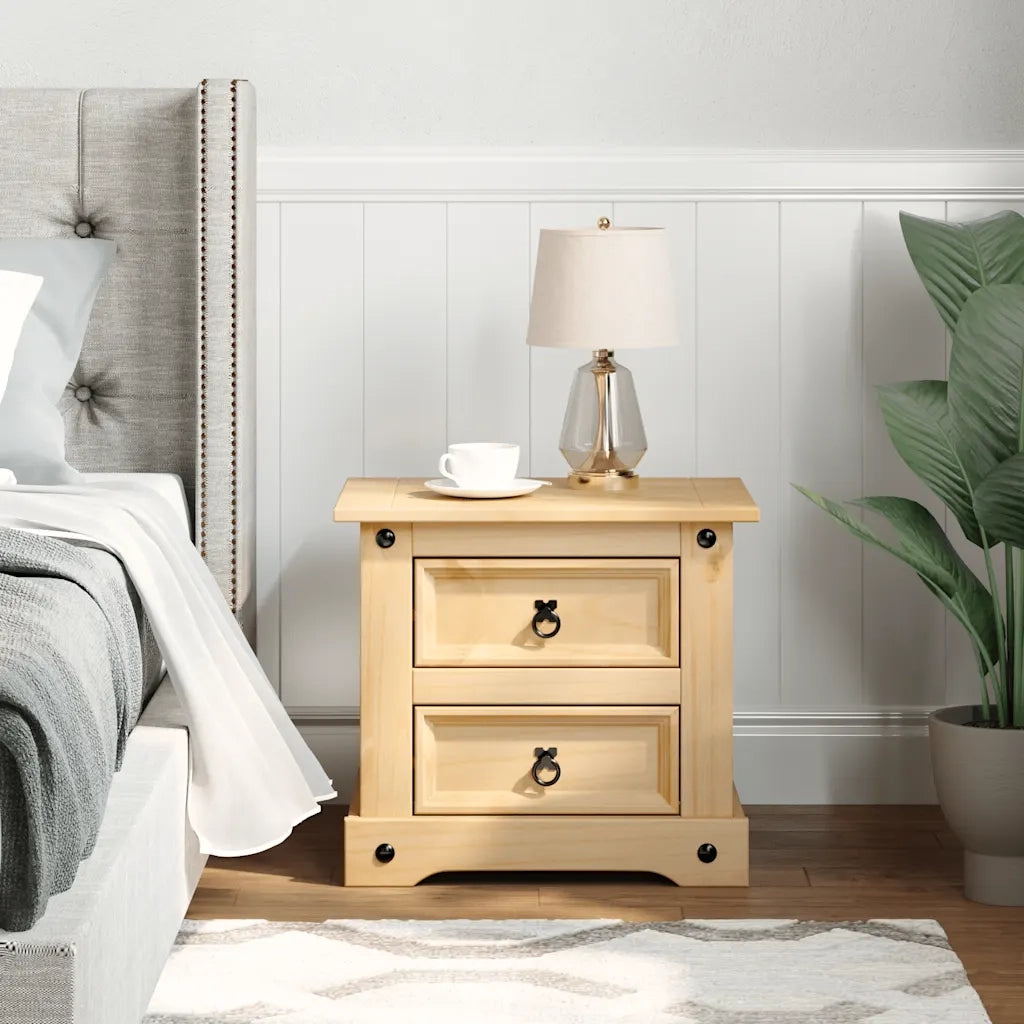 Comodino Corona 53x39x47 cm in Legno Massello di Pino 4005658