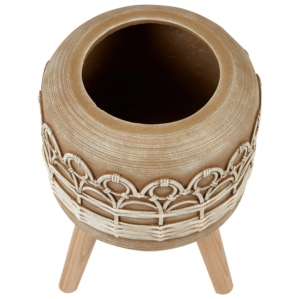 Supporto per piante Marrone chiaro Magnesio Base rotonda in legno massiccio Vaso per piante alte