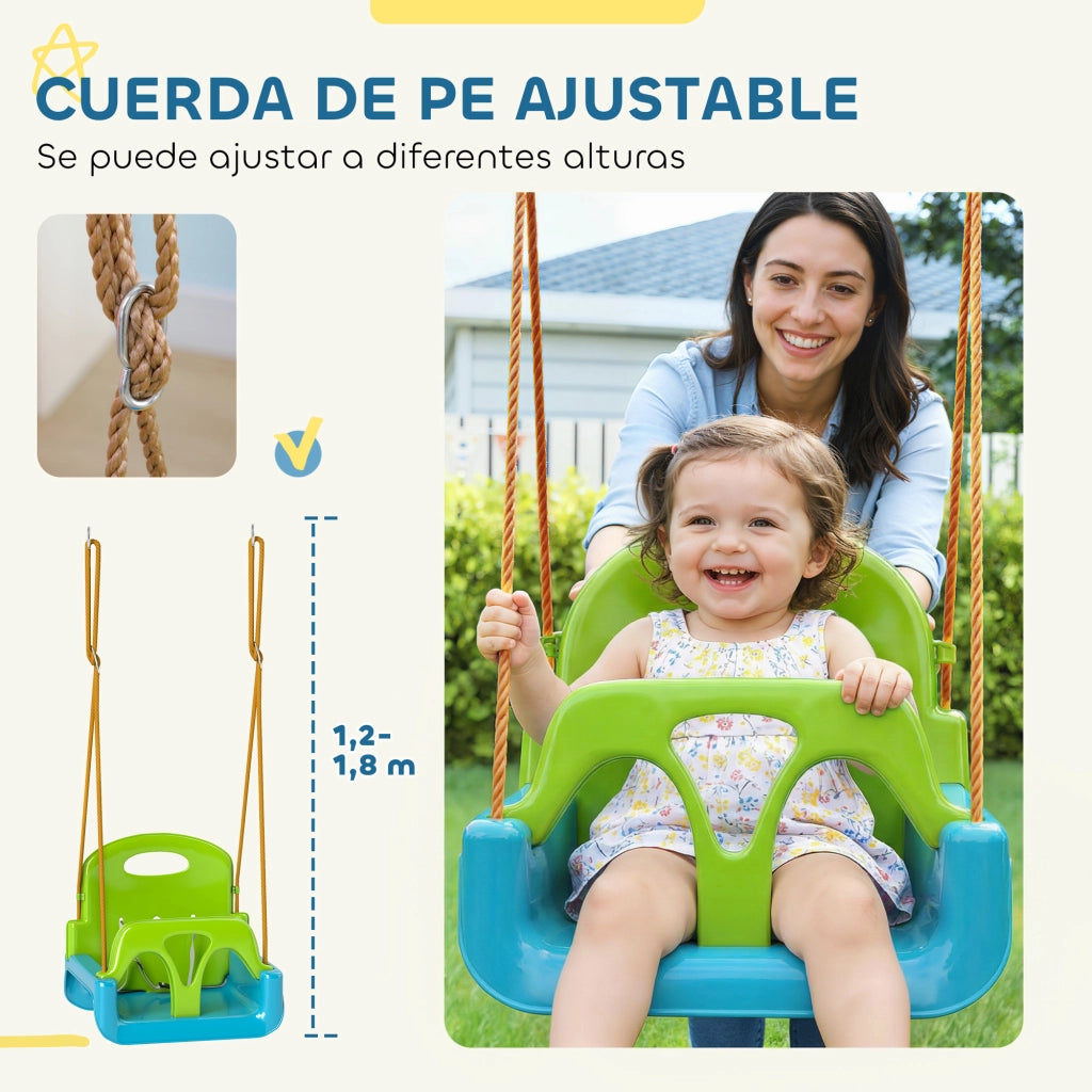 Altalena per bambini 3 in 1 con cintura di sicurezza ¨C zephmum ¨C Verde scuro