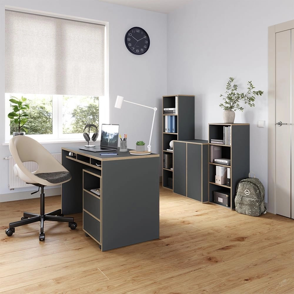 Libreria Tetrix, Antracite, 40 x 140 cm con 5 scomparti, per la conservazione di libri e decorazioni
